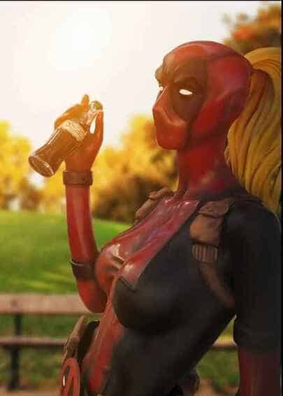 Figura Temática Lady Deadpool Coca-Cola Lovers Impresión 3D Medellín CR Studio 3D